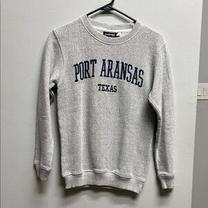 Comfort Colors Gray Crewneck Sweater with Port Aransas Texas Design